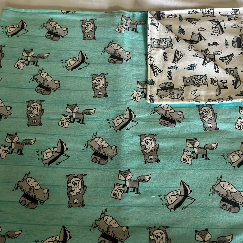 Camping bears baby flannel receiving blanket